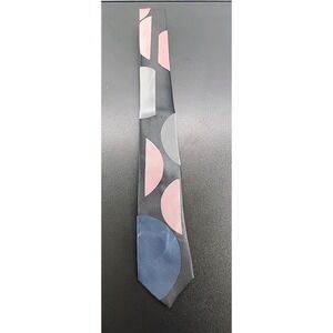 Retro 80s Silhouettes Vintage Tie Black‎ Half Circle Satin Silk Blend